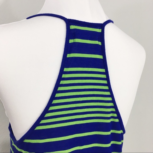 Madewell Blue Green Striped Racerback Tank Top M - Picture 6 of 8